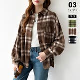 ブラウン | チェックシャツ ネルシャツ オーバーサイズ | COCOMOMO