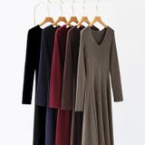 フレアニットワンピース フレアワンピース Vネックワンピース | COCOMOMO | 詳細画像35 