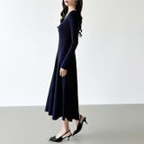 フレアニットワンピース フレアワンピース Vネックワンピース | COCOMOMO | 詳細画像3 