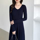 フレアニットワンピース フレアワンピース Vネックワンピース | COCOMOMO | 詳細画像5 