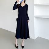 フレアニットワンピース フレアワンピース Vネックワンピース | COCOMOMO | 詳細画像6 