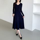 フレアニットワンピース フレアワンピース Vネックワンピース | COCOMOMO | 詳細画像9 