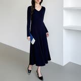 フレアニットワンピース フレアワンピース Vネックワンピース | COCOMOMO | 詳細画像10 