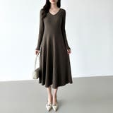 フレアニットワンピース フレアワンピース Vネックワンピース | COCOMOMO | 詳細画像11 