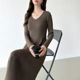 フレアニットワンピース フレアワンピース Vネックワンピース | COCOMOMO | 詳細画像15 