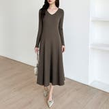 フレアニットワンピース フレアワンピース Vネックワンピース | COCOMOMO | 詳細画像18 