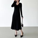 フレアニットワンピース フレアワンピース Vネックワンピース | COCOMOMO | 詳細画像20 