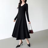 フレアニットワンピース フレアワンピース Vネックワンピース | COCOMOMO | 詳細画像21 