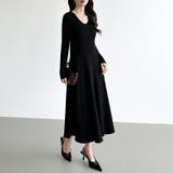 フレアニットワンピース フレアワンピース Vネックワンピース | COCOMOMO | 詳細画像22 