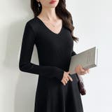 フレアニットワンピース フレアワンピース Vネックワンピース | COCOMOMO | 詳細画像25 