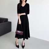 フレアニットワンピース フレアワンピース Vネックワンピース | COCOMOMO | 詳細画像27 