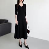 フレアニットワンピース フレアワンピース Vネックワンピース | COCOMOMO | 詳細画像28 