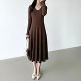 フレアニットワンピース フレアワンピース Vネックワンピース | COCOMOMO | 詳細画像29 