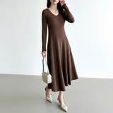 フレアニットワンピース フレアワンピース Vネックワンピース | COCOMOMO | 詳細画像31 