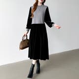 ベロアワンピース ドッキングワンピース オフィスカジュアル | COCOMOMO | 詳細画像3 