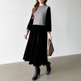 ベロアワンピース ドッキングワンピース オフィスカジュアル | COCOMOMO | 詳細画像4 