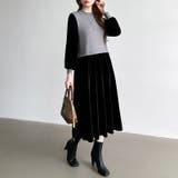 ベロアワンピース ドッキングワンピース オフィスカジュアル | COCOMOMO | 詳細画像5 