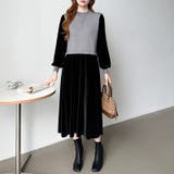 ベロアワンピース ドッキングワンピース オフィスカジュアル | COCOMOMO | 詳細画像9 