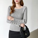 トレンドも兼ね備えたキレカジニット 袖ボタンニット リブニット | COCOMOMO | 詳細画像24