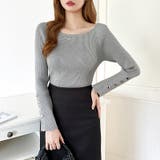 トレンドも兼ね備えたキレカジニット 袖ボタンニット リブニット | COCOMOMO | 詳細画像30