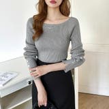 トレンドも兼ね備えたキレカジニット 袖ボタンニット リブニット | COCOMOMO | 詳細画像31