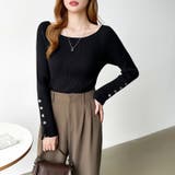 トレンドも兼ね備えたキレカジニット 袖ボタンニット リブニット | COCOMOMO | 詳細画像43