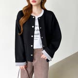 裏配色カーディガン 配色カーディガン ニットカーディガン | COCOMOMO | 詳細画像12 