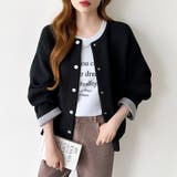 裏配色カーディガン 配色カーディガン ニットカーディガン | COCOMOMO | 詳細画像14 