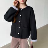 裏配色カーディガン 配色カーディガン ニットカーディガン | COCOMOMO | 詳細画像16 