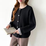 裏配色カーディガン 配色カーディガン ニットカーディガン | COCOMOMO | 詳細画像17 