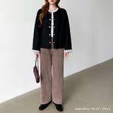 裏配色カーディガン 配色カーディガン ニットカーディガン | COCOMOMO | 詳細画像19 