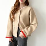 裏配色カーディガン 配色カーディガン ニットカーディガン | COCOMOMO | 詳細画像26 