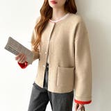 裏配色カーディガン 配色カーディガン ニットカーディガン | COCOMOMO | 詳細画像27 