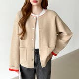 裏配色カーディガン 配色カーディガン ニットカーディガン | COCOMOMO | 詳細画像28 