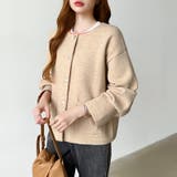 裏配色カーディガン 配色カーディガン ニットカーディガン | COCOMOMO | 詳細画像33 