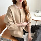 裏配色カーディガン 配色カーディガン ニットカーディガン | COCOMOMO | 詳細画像34 