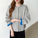 裏配色カーディガン 配色カーディガン ニットカーディガン | COCOMOMO | 詳細画像39 