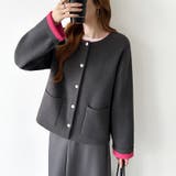 裏配色カーディガン 配色カーディガン ニットカーディガン | COCOMOMO | 詳細画像4 