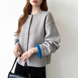 裏配色カーディガン 配色カーディガン ニットカーディガン | COCOMOMO | 詳細画像40 