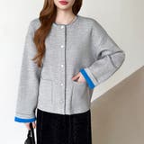 裏配色カーディガン 配色カーディガン ニットカーディガン | COCOMOMO | 詳細画像43 