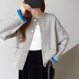 裏配色カーディガン 配色カーディガン ニットカーディガン | COCOMOMO | 詳細画像45 