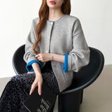 裏配色カーディガン 配色カーディガン ニットカーディガン | COCOMOMO | 詳細画像46 