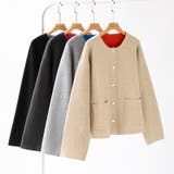 裏配色カーディガン 配色カーディガン ニットカーディガン | COCOMOMO | 詳細画像48 