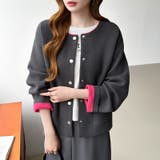 裏配色カーディガン 配色カーディガン ニットカーディガン | COCOMOMO | 詳細画像9 