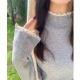 チラ見えレースで上品に。レースニット レイヤード風 ニット | COCOMOMO | 詳細画像13