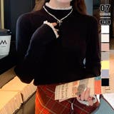 ブラック | チラ見えレースで上品に。レースニット レイヤード風 ニット | COCOMOMO