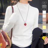 ホワイト | チラ見えレースで上品に。レースニット レイヤード風 ニット | COCOMOMO