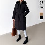 ブラック | ファー付き中綿ロングコート ロングコート 中綿コート | COCOMOMO