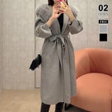 グレー | ファー付きコート ロングコート ファーコート | COCOMOMO