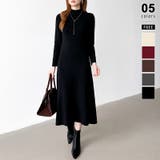 ブラック | きれいめカジュアルワンピース ニットワンピース フレアワンピース | COCOMOMO